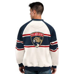 Florida Panthers Starter Male Adult Defense Fleece Crewneck Sweatshirt - White | US 202986213