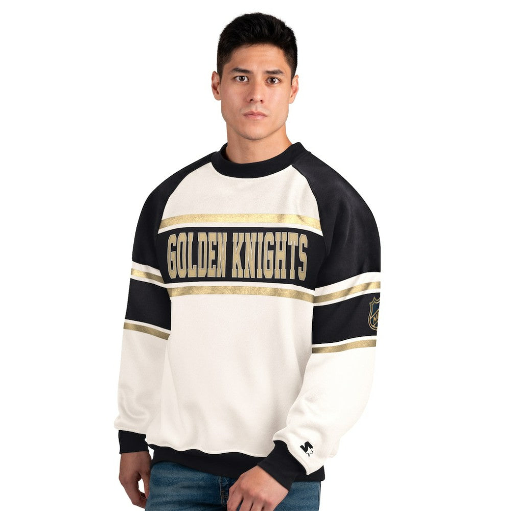 Vegas Golden Knights Starter Male Adult Defense Fleece Crewneck Sweatshirt - White | US 202986214