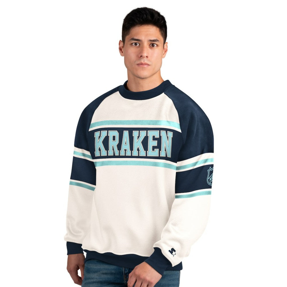 Seattle Kraken Starter Male Adult Defense Fleece Crewneck Sweatshirt - White | US 202986218