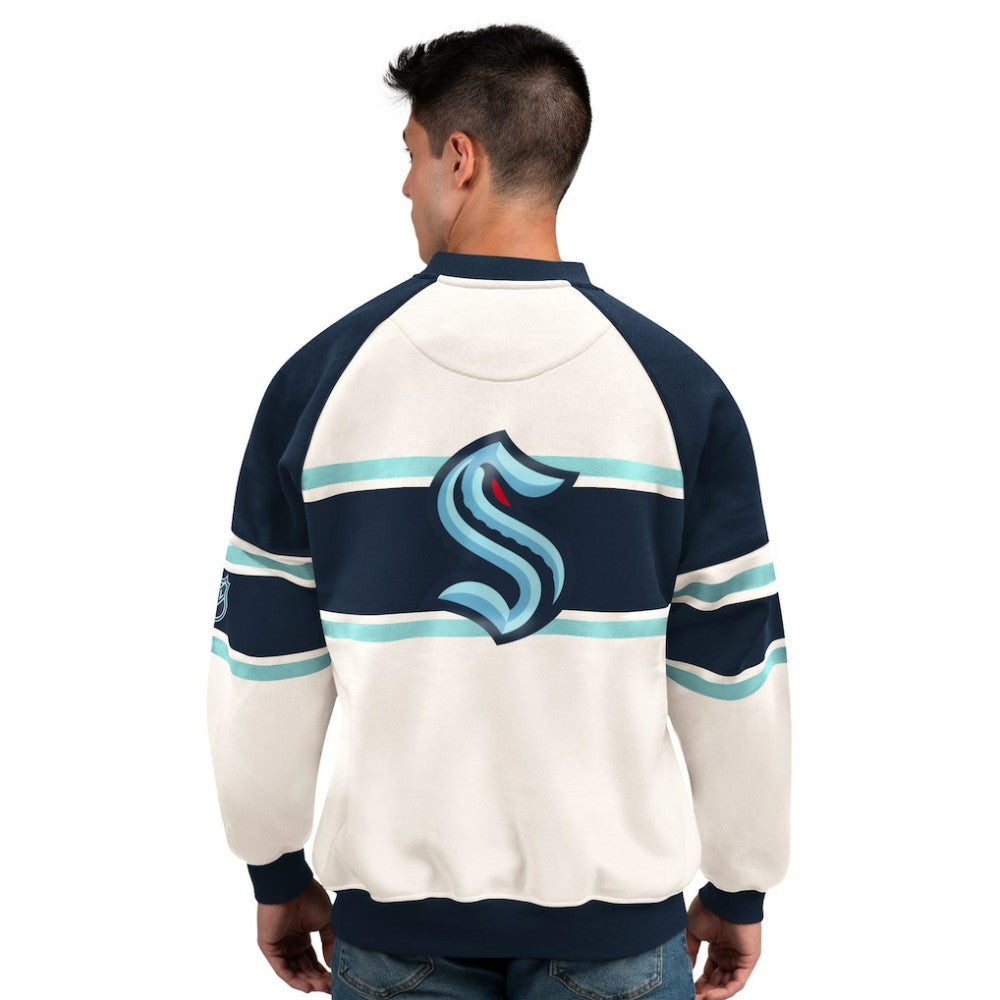 Seattle Kraken Starter Male Adult Defense Fleece Crewneck Sweatshirt - White | US 202986218