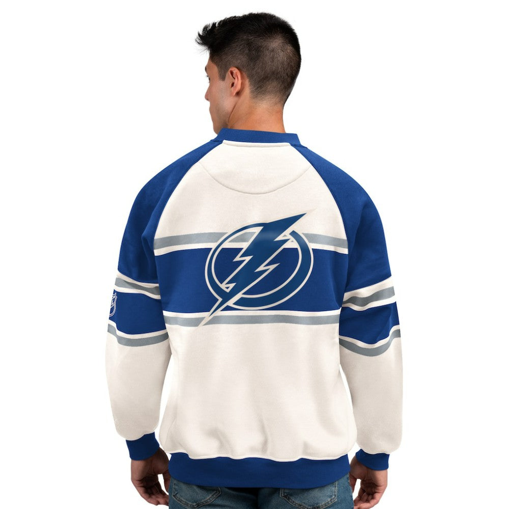 Tampa Bay Lightning Starter Male Adult Defense Fleece Crewneck Sweatshirt - White | US 202986220