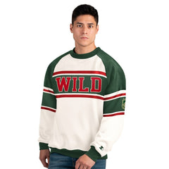 Minnesota Wild Starter Male Adult Defense Fleece Crewneck Sweatshirt - White | US 202986221