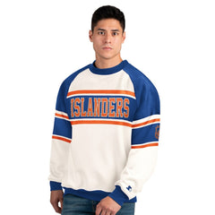 New York Islanders Starter Male Adult Defense Fleece Crewneck Sweatshirt - White | US 202986222