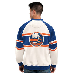 New York Islanders Starter Male Adult Defense Fleece Crewneck Sweatshirt - White | US 202986222