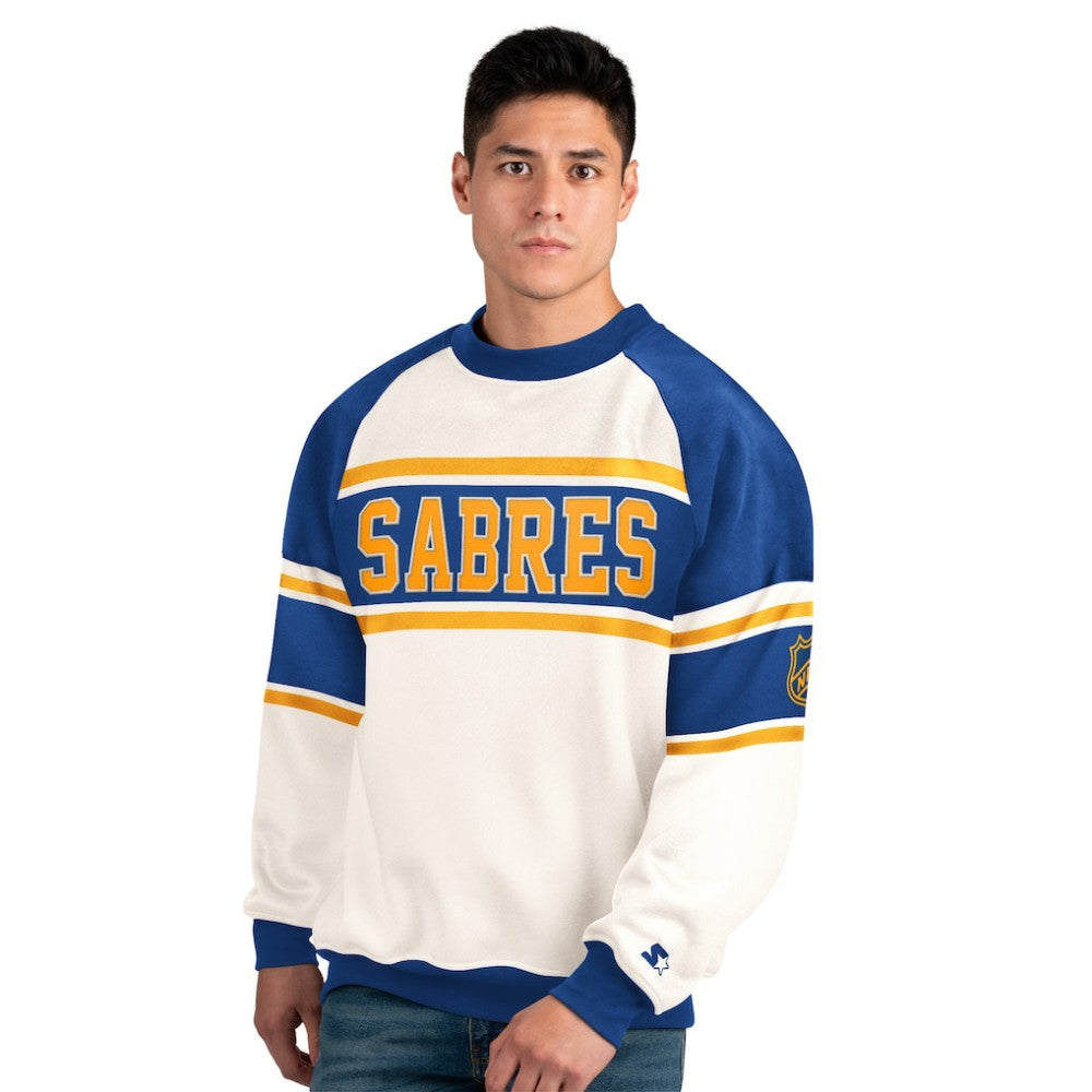 Buffalo Sabres Starter Male Adult Defense Fleece Crewneck Sweatshirt - White | US 202986226