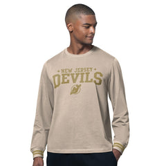 New Jersey Devils Starter Field Long Sleeve T-Shirt - Tan | US 202986228