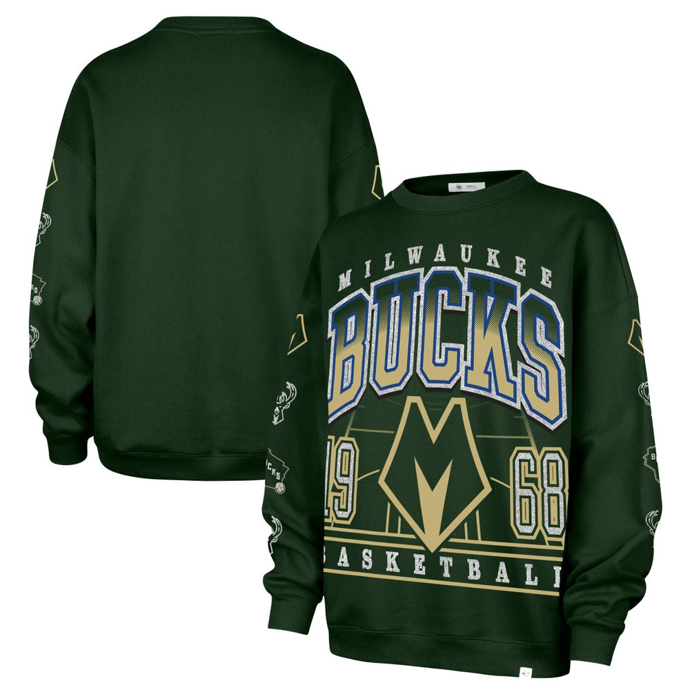 Milwaukee Bucks '47 Women's 2025/26 City Edition Go Big Oversized Sweatshirt Hunter Green - 47 brand