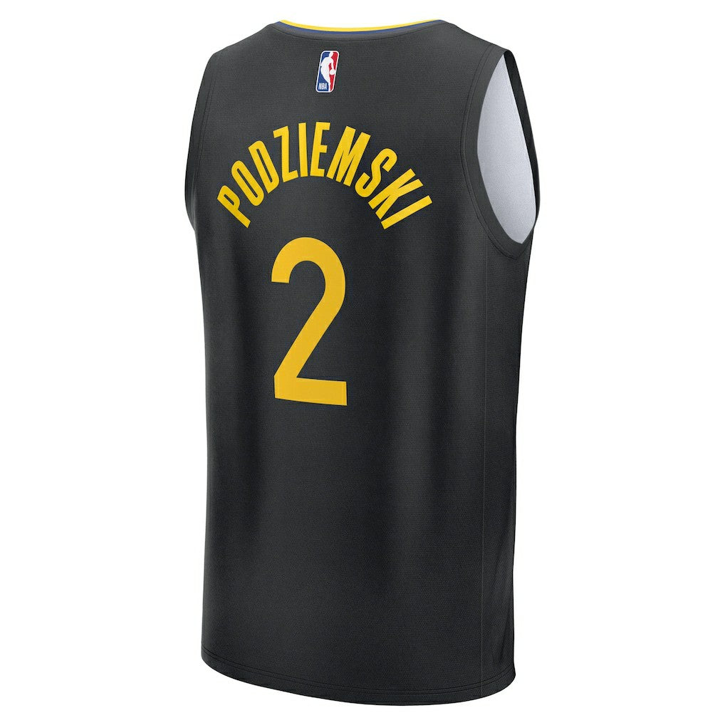 Brandin Podziemski Golden State Warriors Fast Break Replica Player Jersey Statement Editi- Black - Fanatics