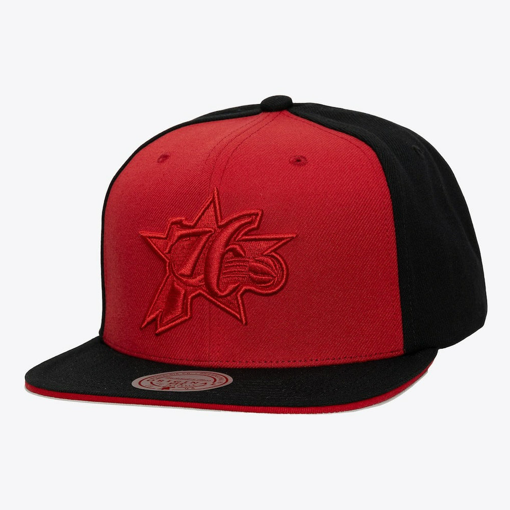 Philadelphia 76ers Color Pop Snapback Hat Red/Black - Mitchell & Ness