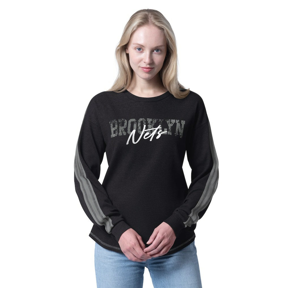 Brooklyn Nets G-III 4Her by Carl Banks Women's Advantage Tri-Blend Long Sleeve T-Shirt Black