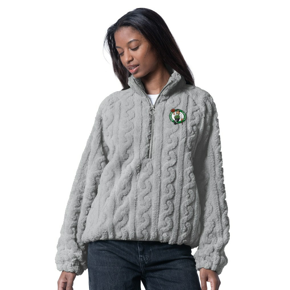 Boston Celtics G-III 4Her by Carl Banks Women's Champ Half-Zip Pullover Gray