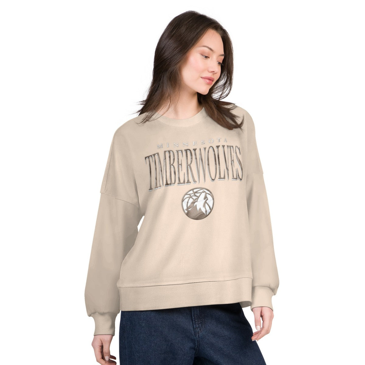 Minnesota Timberwolves G-III 4Her by Carl Banks Women's Oversized Vet II Sweatshirt Natural