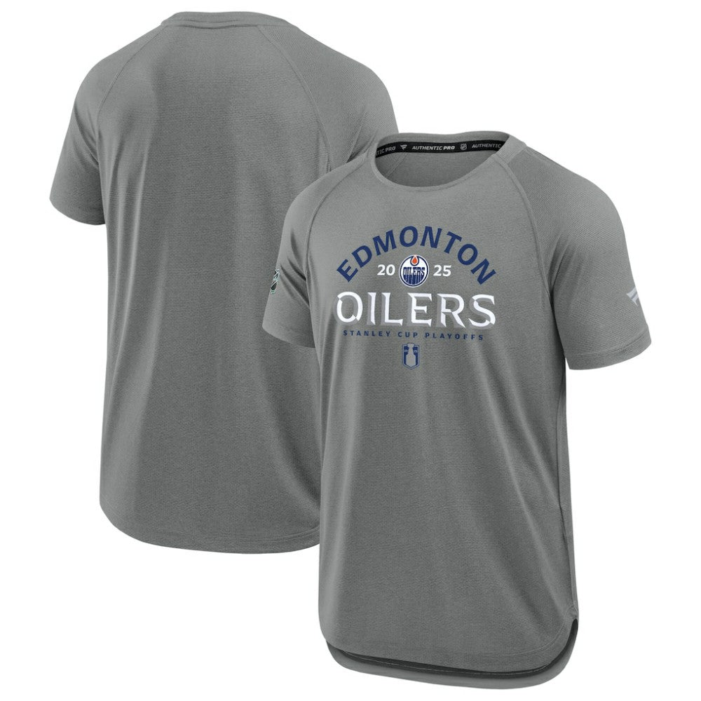 Edmonton Oilers Fanatics 2025 Stanley Cup Playoffs Authentic Pro Rink Performance T-Shirt - Heather Gray | US 202988434