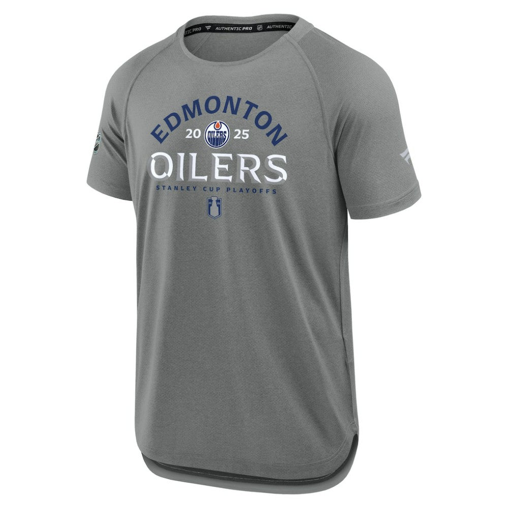 Edmonton Oilers Fanatics 2025 Stanley Cup Playoffs Authentic Pro Rink Performance T-Shirt - Heather Gray | US 202988434
