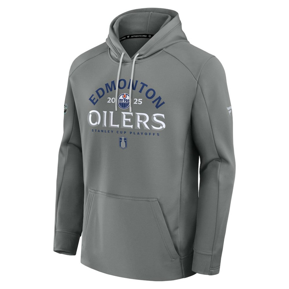 Edmonton Oilers Fanatics 2025 Stanley Cup Playoffs Authentic Pro Rink Fly Fleece Pullover Hoodie - Gray | US 202988480