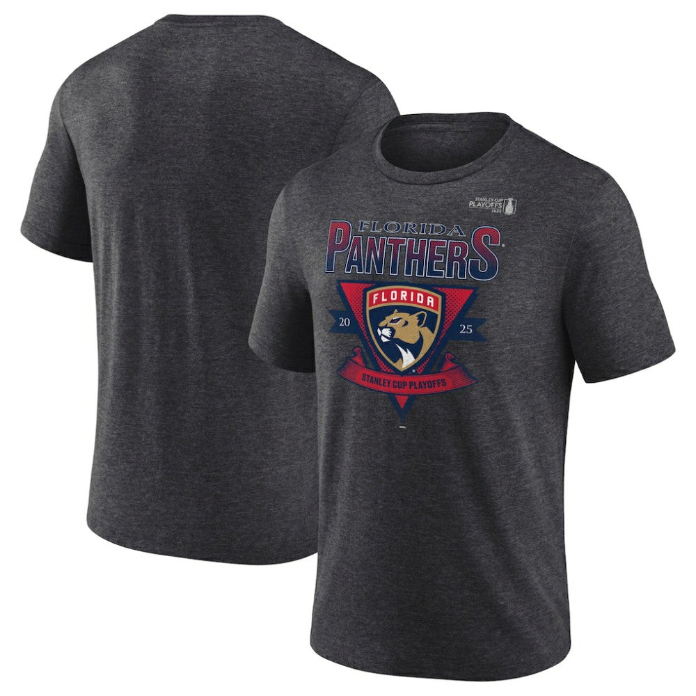 Florida Panthers Fanatics 2025 Stanley Cup Playoffs Crossbar Tri-Blend T-Shirt - Heather Charcoal | US 202988646