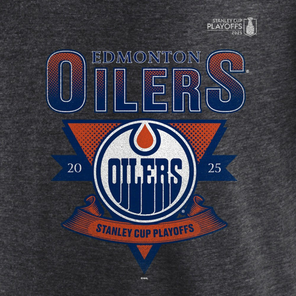 Edmonton Oilers Fanatics 2025 Stanley Cup Playoffs Crossbar Tri-Blend T-Shirt - Heather Charcoal | US 202988647
