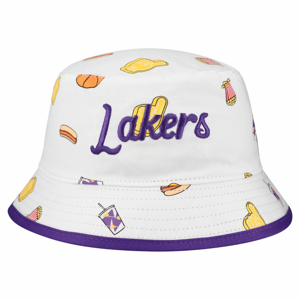 Los Angeles Lakers Team Cheer Reversible Bucket Hat White - New Era
