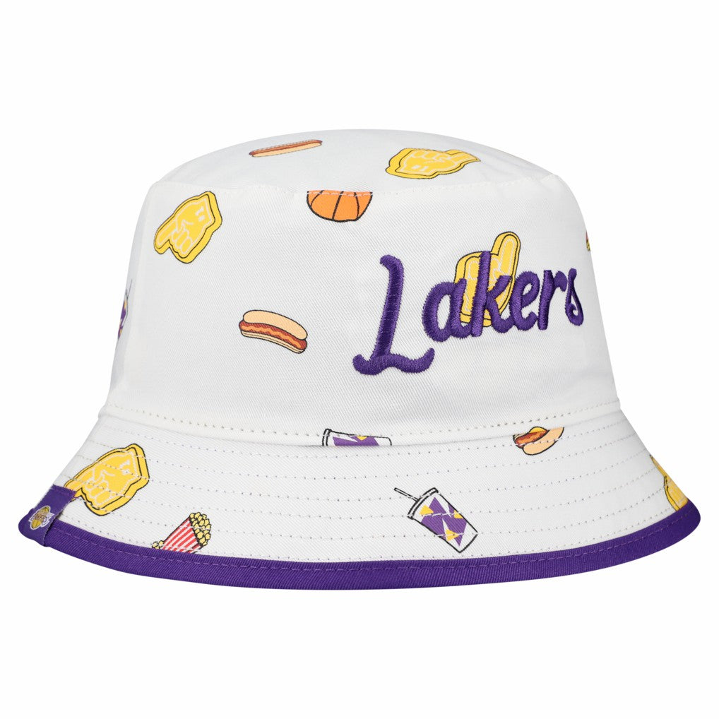 Los Angeles Lakers Team Cheer Reversible Bucket Hat White - New Era