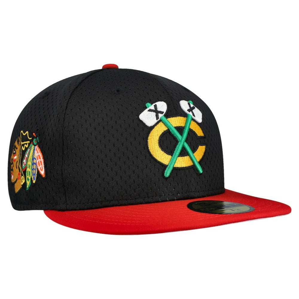 Chicago Blackhawks New Era Mesh Crown Two-Tone 59FIFTY Fitted Hat - Black/Red | US 202989689
