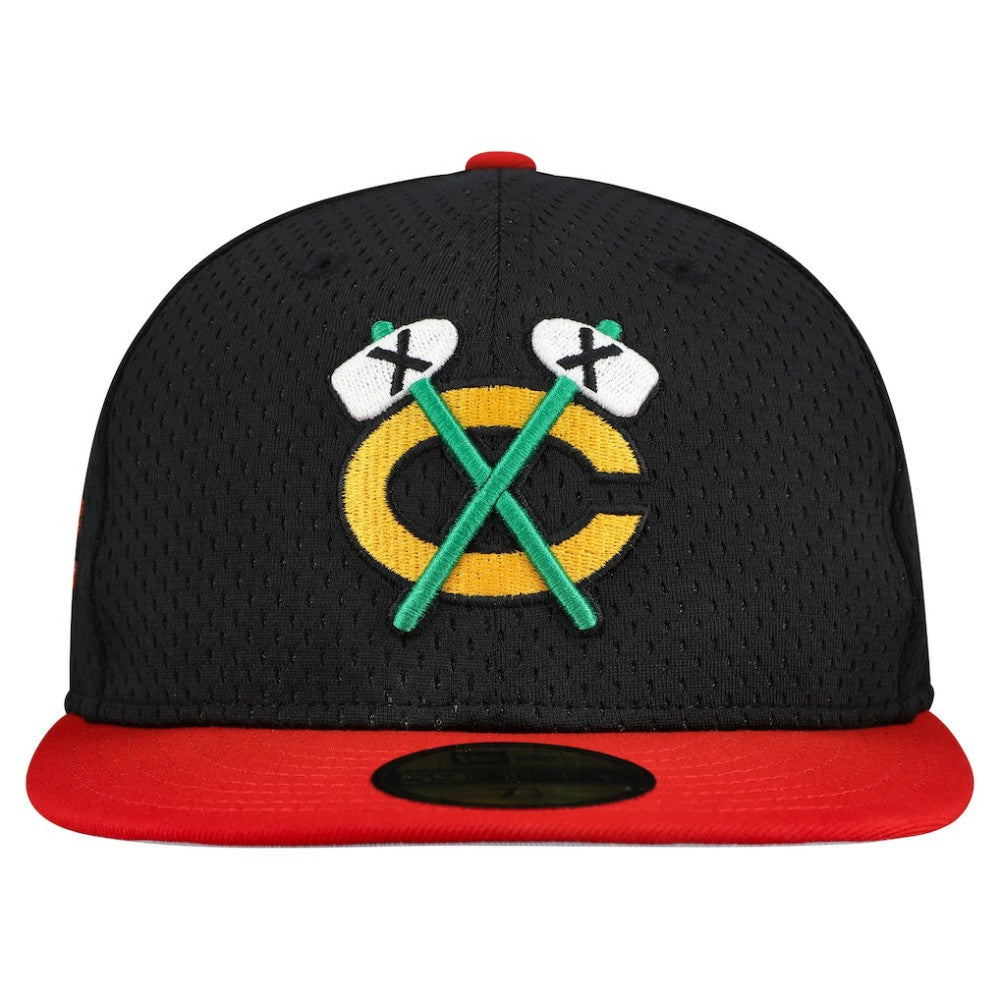 Chicago Blackhawks New Era Mesh Crown Two-Tone 59FIFTY Fitted Hat - Black/Red | US 202989689