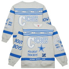 Dallas Cowboys All Over Print Retro Fleece Sweatshirt - Heather Gray Sweatshirts
