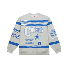 Dallas Cowboys All Over Print Retro Fleece Sweatshirt - Heather Gray Sweatshirts