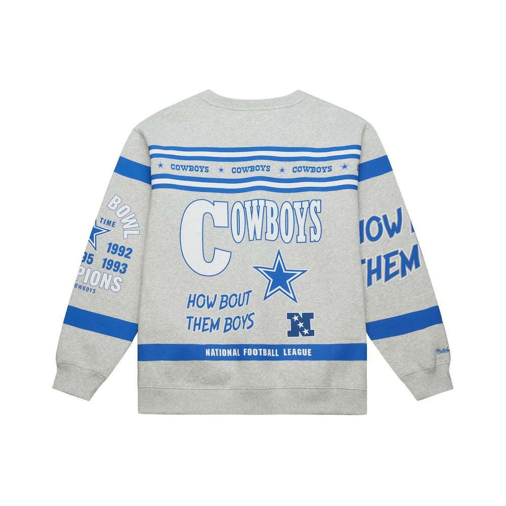 Dallas Cowboys All Over Print Retro Fleece Sweatshirt - Heather Gray Sweatshirts