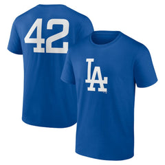 Los Angeles Dodgers Jackie Robinson Day Name & Number T-Shirt - Royal T-shirts
