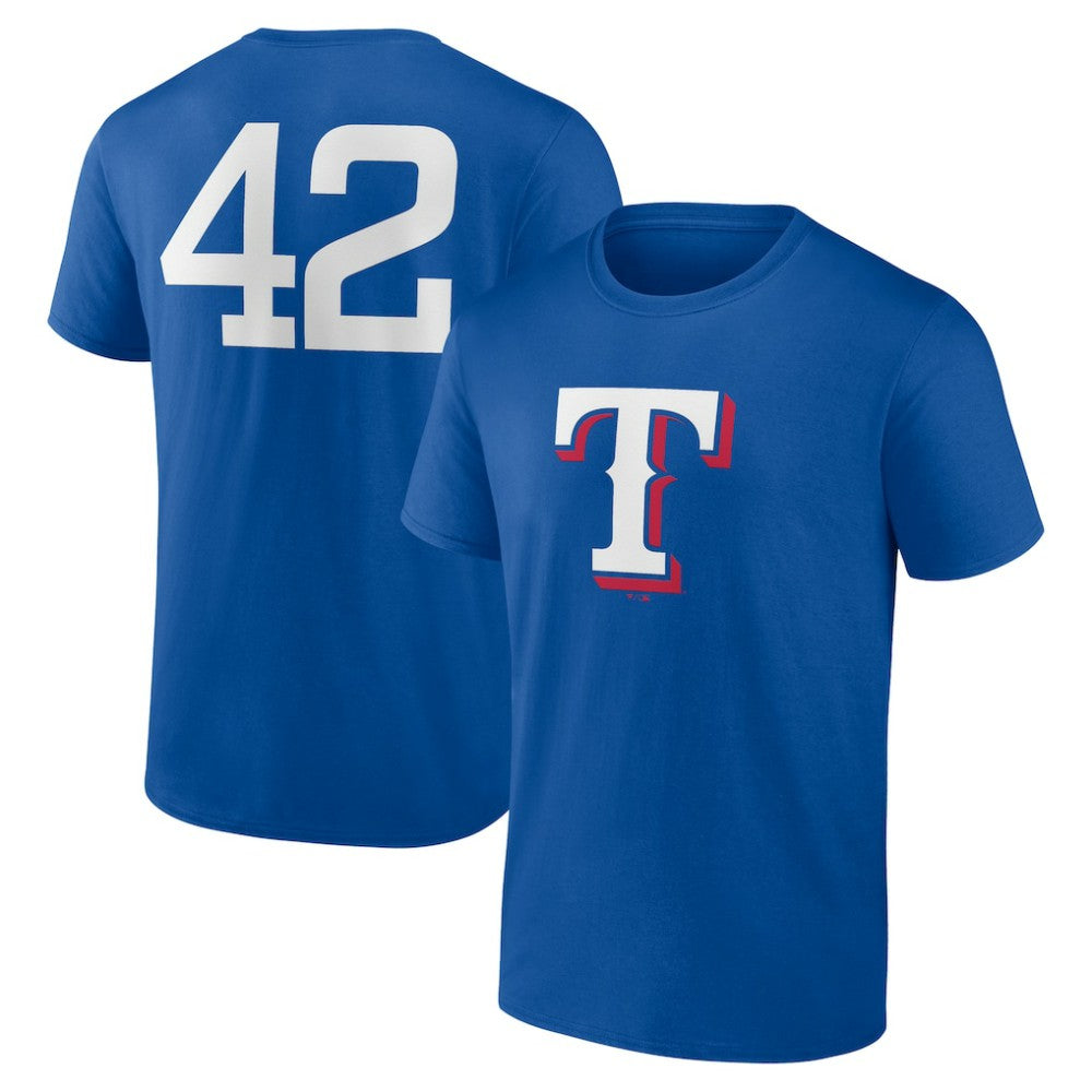 Texas Rangers Jackie Robinson Day Name & Number T-Shirt - Royal T-shirts