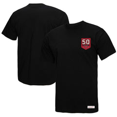 Tampa Bay Buccaneers Women's 50th Anniversary Shield Oversized Boyfriend T-Shirt - Black T-shirts