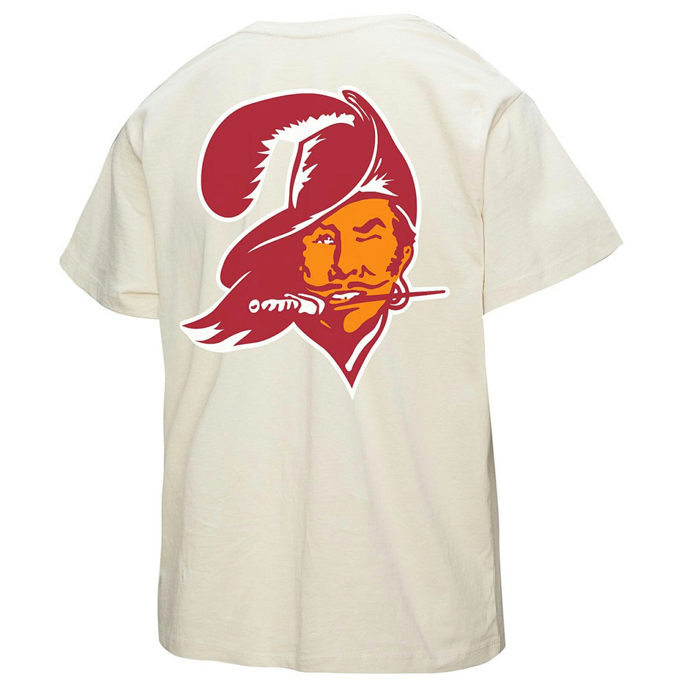 Tampa Bay Buccaneers Women's 50th Season Pirate Oversized Boyfriend T-Shirt - Cream T-shirts