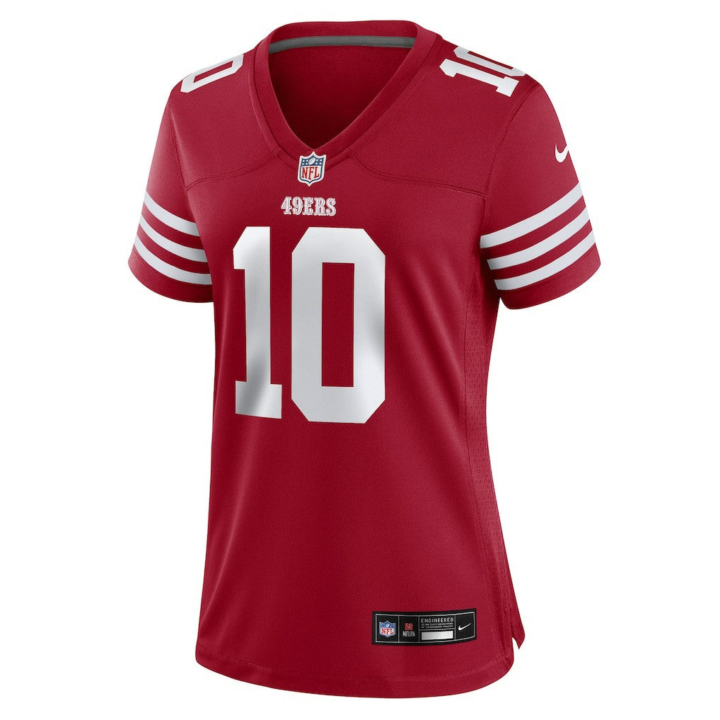 Mac Jones San Francisco 49ers Women's Team Game Jersey - Scarlet Jerseys