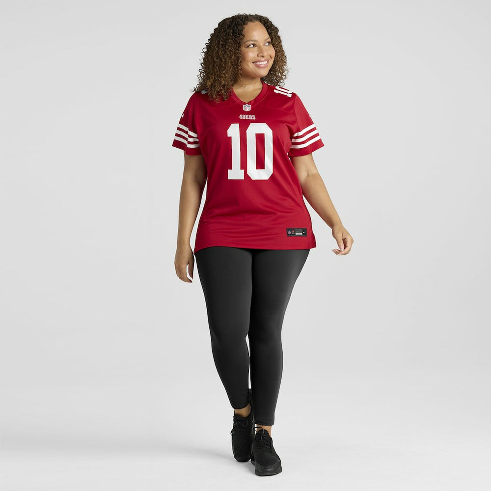 Mac Jones San Francisco 49ers Women's Team Game Jersey - Scarlet Jerseys