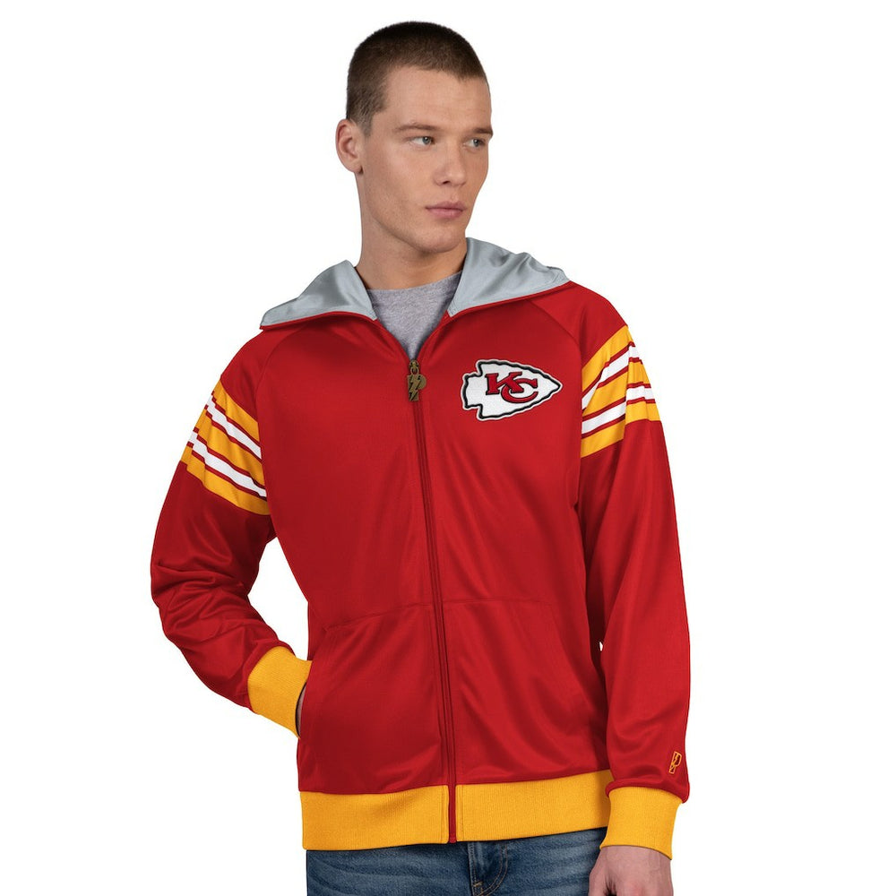 Kansas City Chiefs Pro Player Helmet Full-Zip Hooded Track Jacket - Red/Gold Jackets
