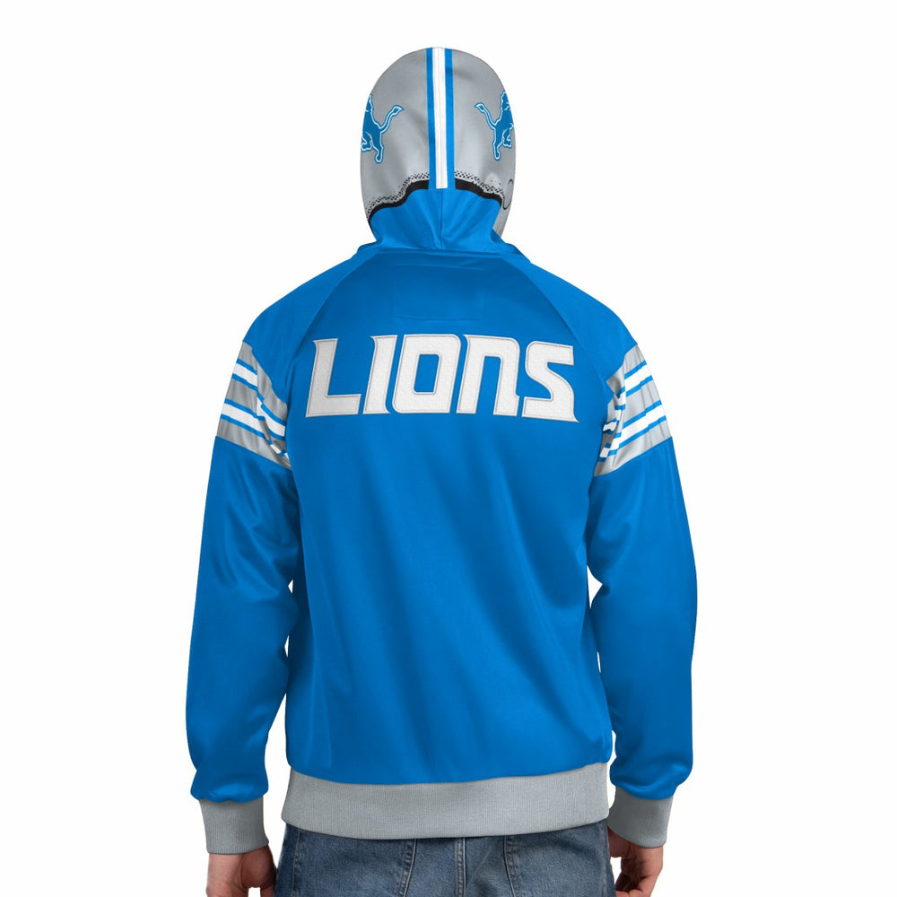 Detroit Lions Pro Player Helmet Full-Zip Hooded Track Jacket - Blue/Silver Jackets