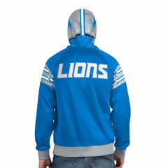 Detroit Lions Pro Player Helmet Full-Zip Hooded Track Jacket - Blue/Silver Jackets