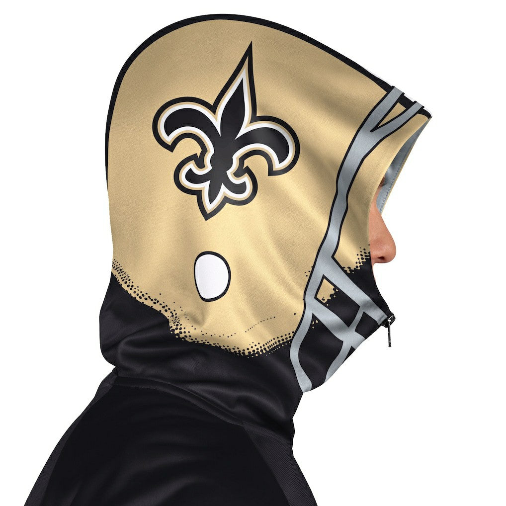 New Orleans Saints Pro Player Helmet Full-Zip Hooded Track Jacket - Black/Gold Jackets