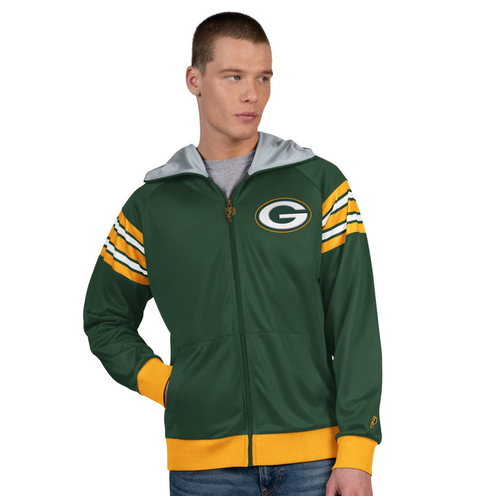 Green Bay Packers Pro Player Helmet Full-Zip Hooded Track Jacket - Green/Gold Jackets