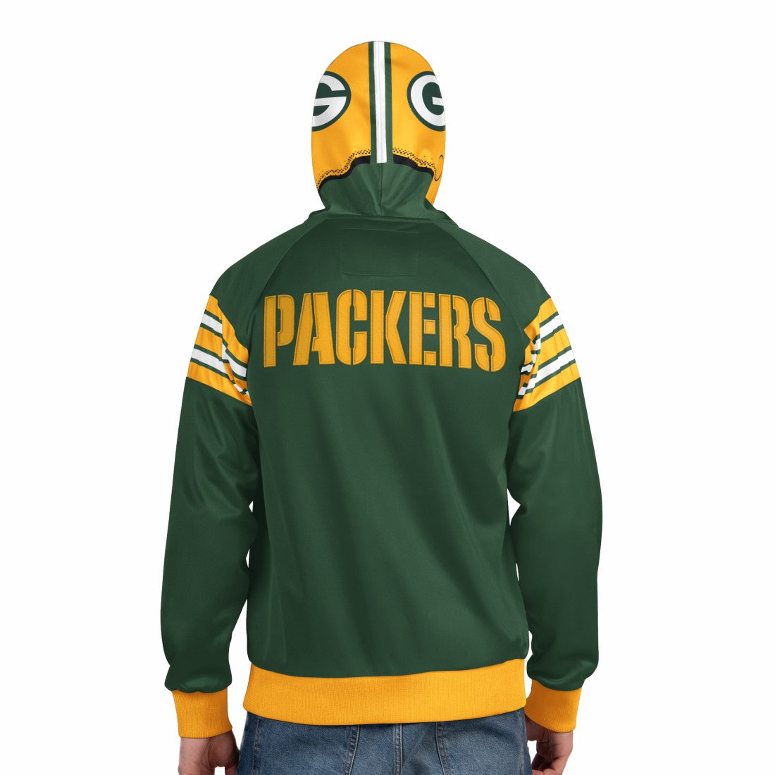 Green Bay Packers Pro Player Helmet Full-Zip Hooded Track Jacket - Green/Gold Jackets