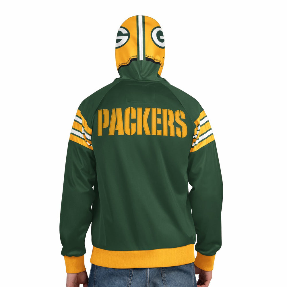 Green Bay Packers Pro Player Helmet Full-Zip Hooded Track Jacket - Green/Gold Jackets