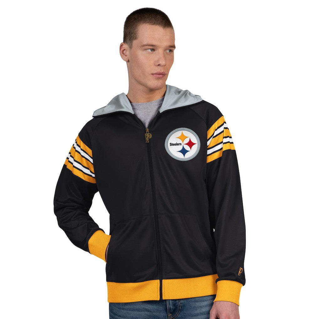 Pittsburgh Steelers Pro Player Helmet Full-Zip Hooded Track Jacket - Black/Gold Jackets