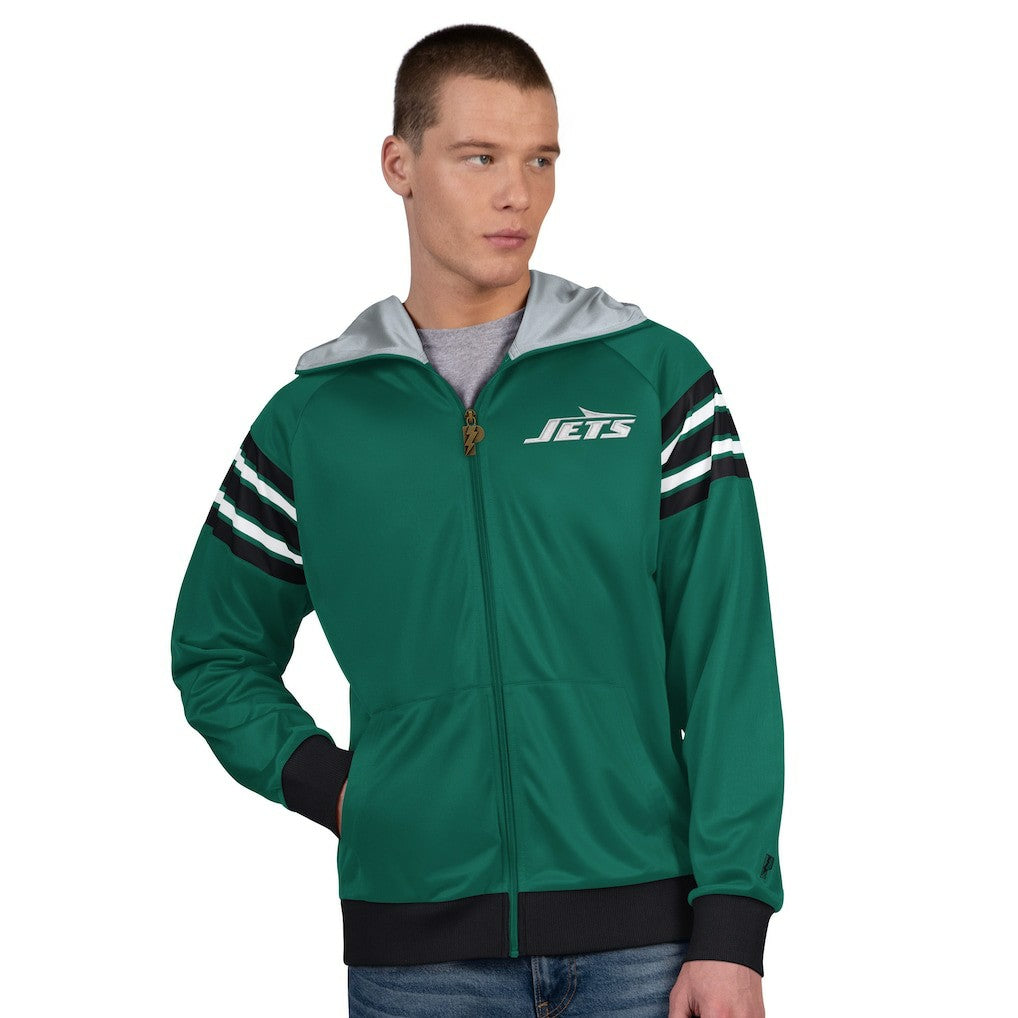New York Jets Pro Player Helmet Full-Zip Hooded Track Jacket - Green/Black Jackets