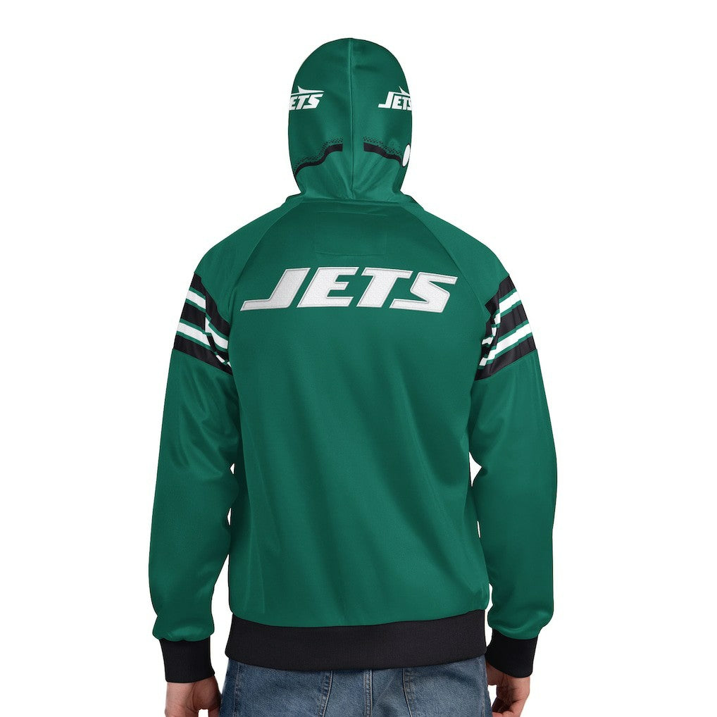 New York Jets Pro Player Helmet Full-Zip Hooded Track Jacket - Green/Black Jackets