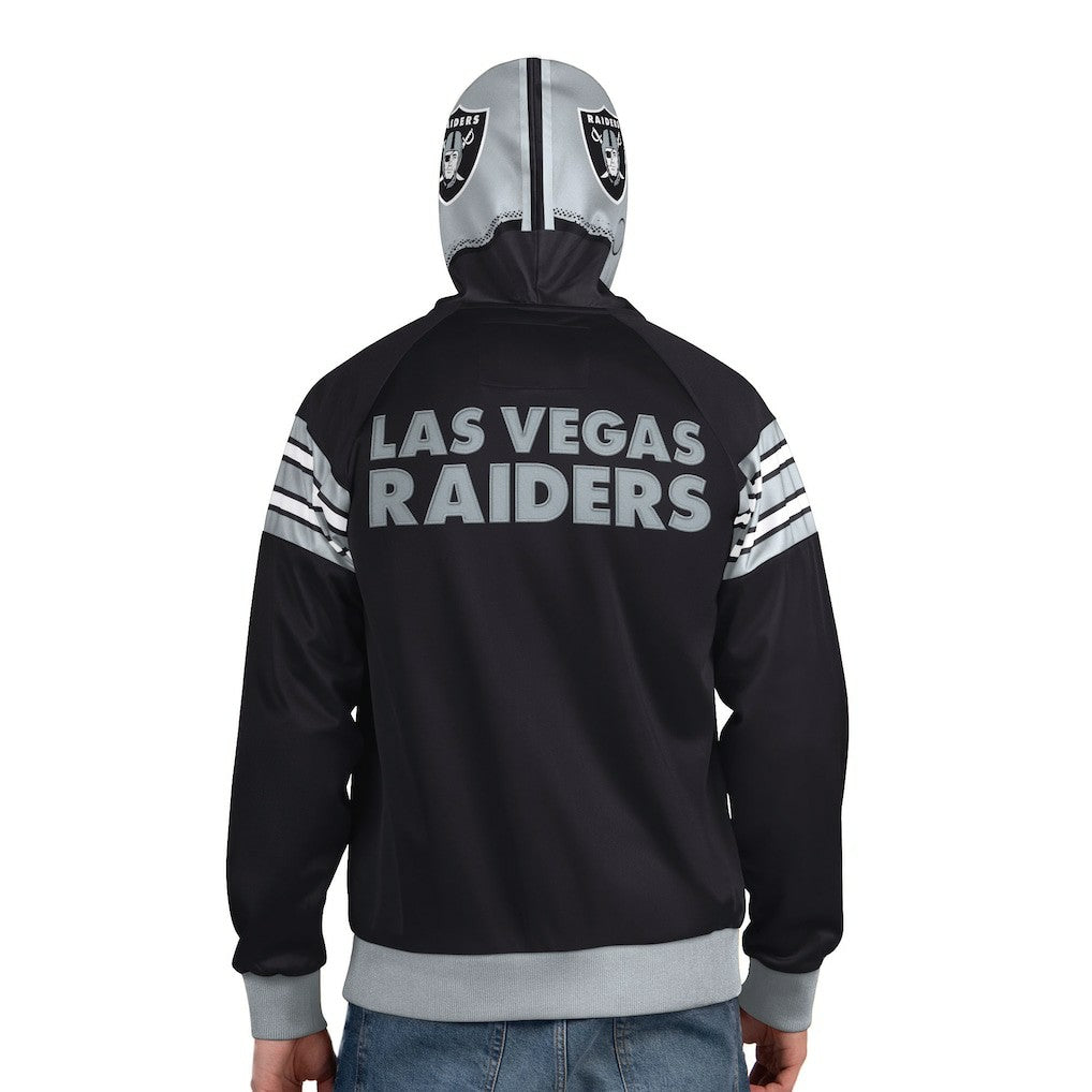 Las Vegas Raiders Pro Player Helmet Full-Zip Hooded Track Jacket - Black/Silver Jackets