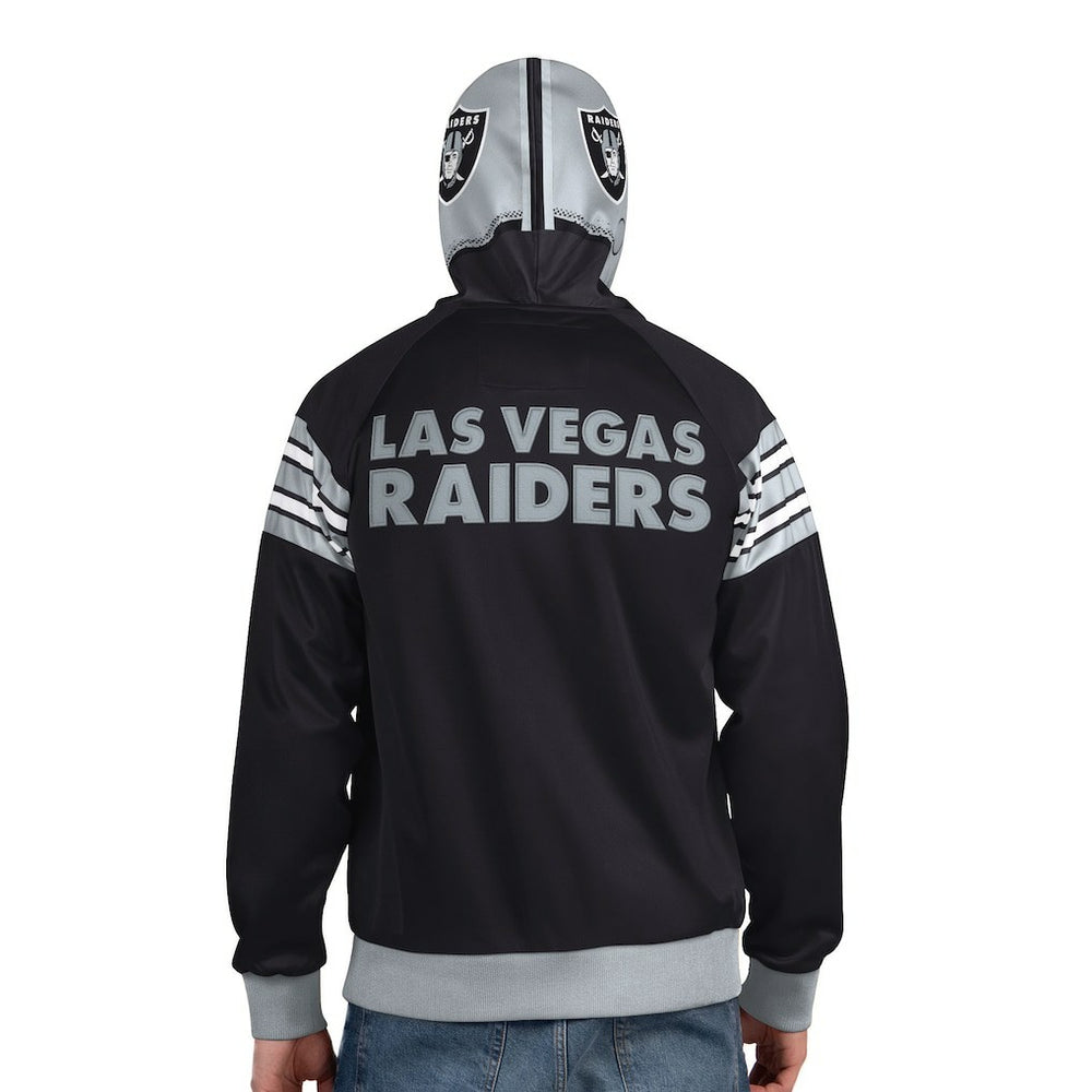 Las Vegas Raiders Pro Player Helmet Full-Zip Hooded Track Jacket - Black/Silver Jackets