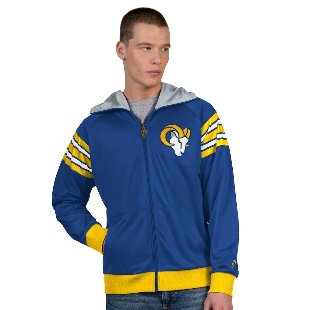 Los Angeles Rams Pro Player Helmet Full-Zip Hooded Track Jacket - Royal/Gold Jackets