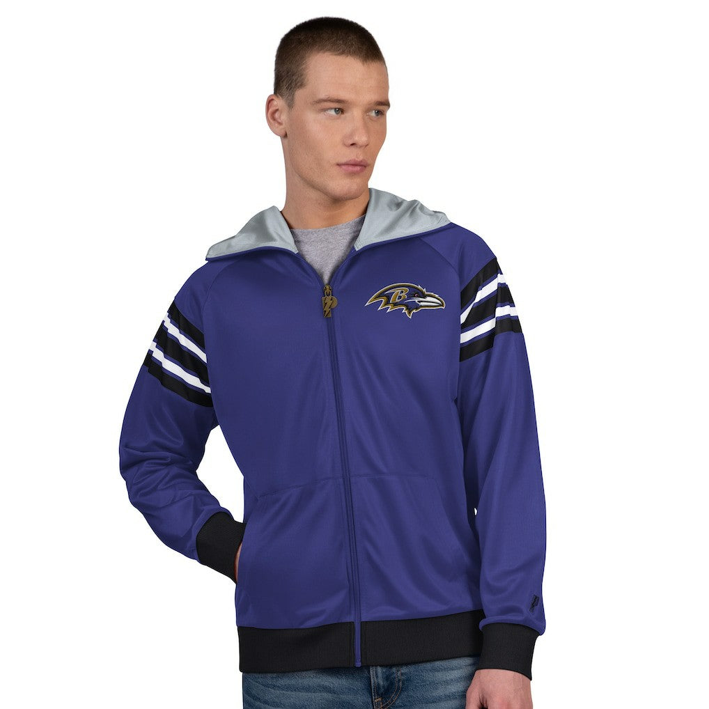 Baltimore Ravens Pro Player Helmet Full-Zip Hooded Track Jacket - Purple/Black Jackets