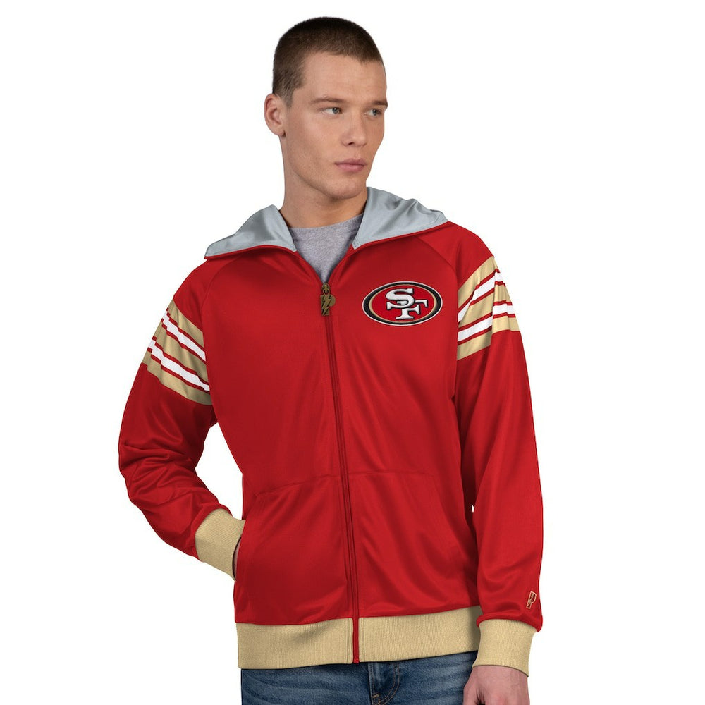San Francisco 49ers Pro Player Helmet Full-Zip Hooded Track Jacket - Scarlet/Gold Jackets