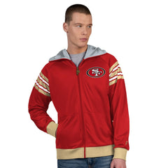 San Francisco 49ers Pro Player Helmet Full-Zip Hooded Track Jacket - Scarlet/Gold Jackets